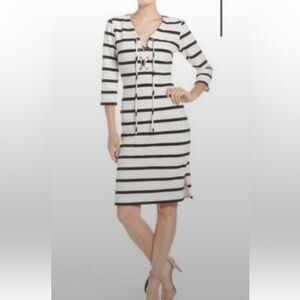 Eliza J nautical sheath dress lined and tie up front size 10